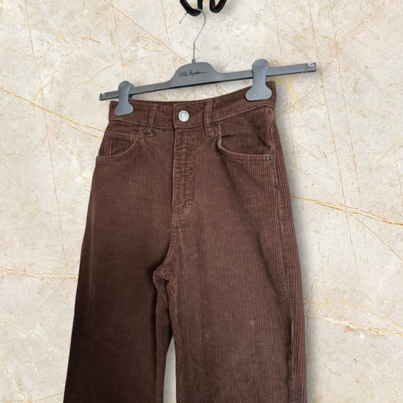 ZARA Women's Brown High Waist Straight Leg Corduroy Pants - Picture 8 of 16